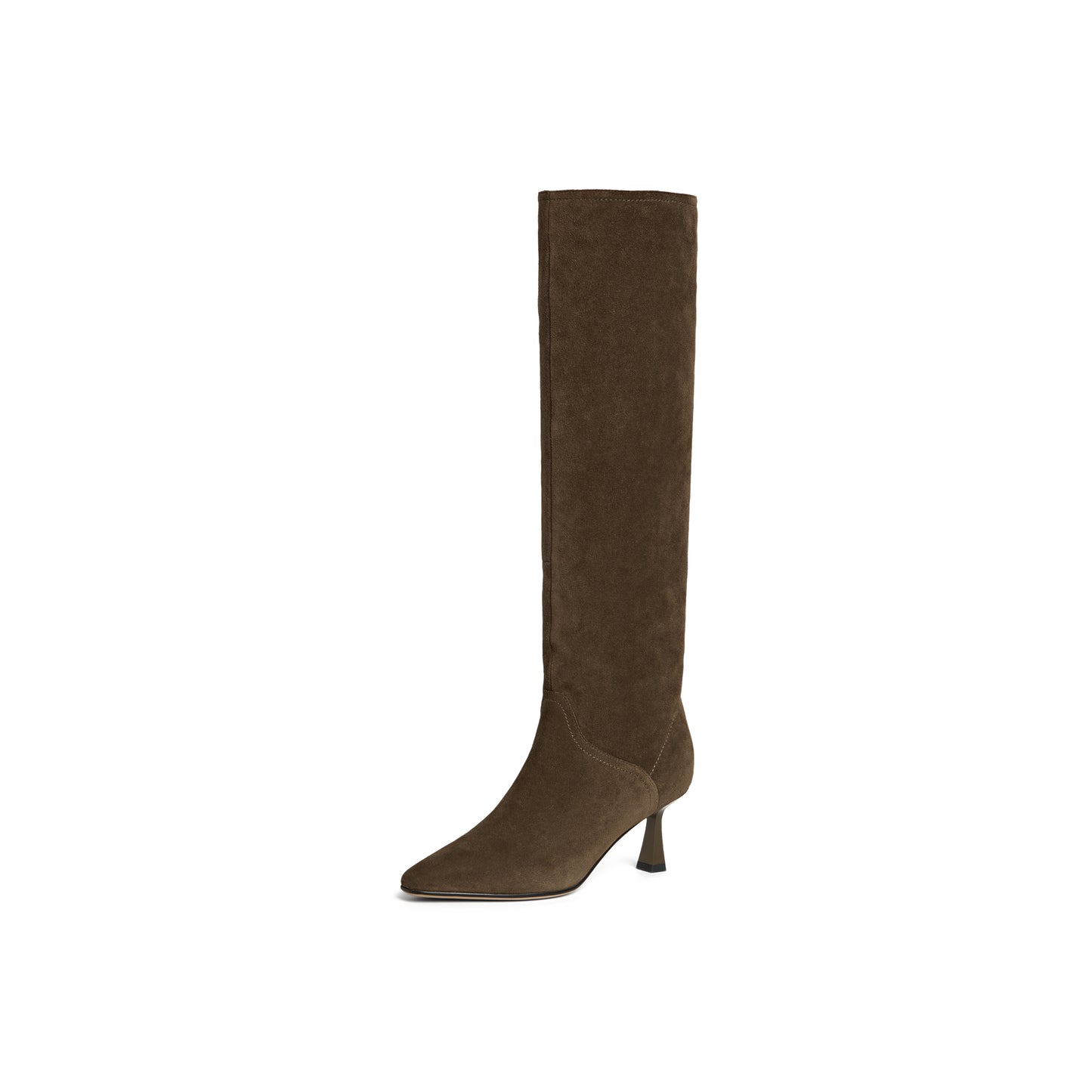 Pointed Toe Calf Split Knee Length Boots
