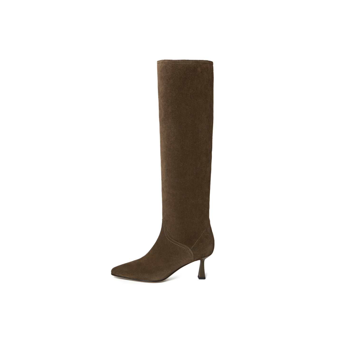 Pointed Toe Calf Split Knee Length Boots
