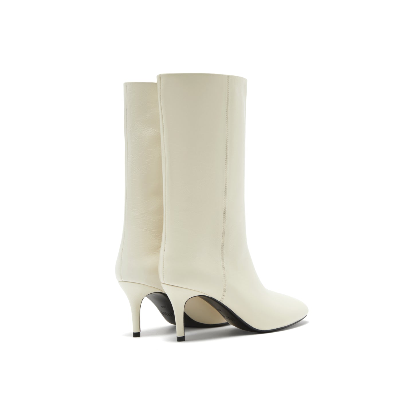 High-heel Oil Wax Leather Mid Boots