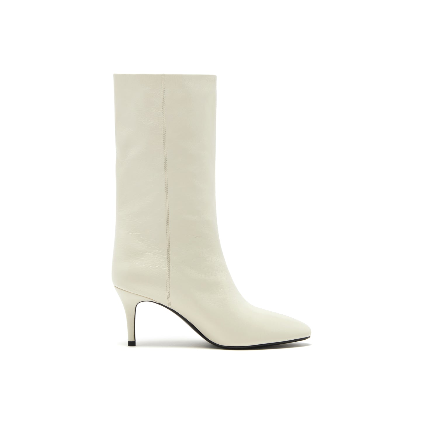 High-heel Oil Wax Leather Mid Boots