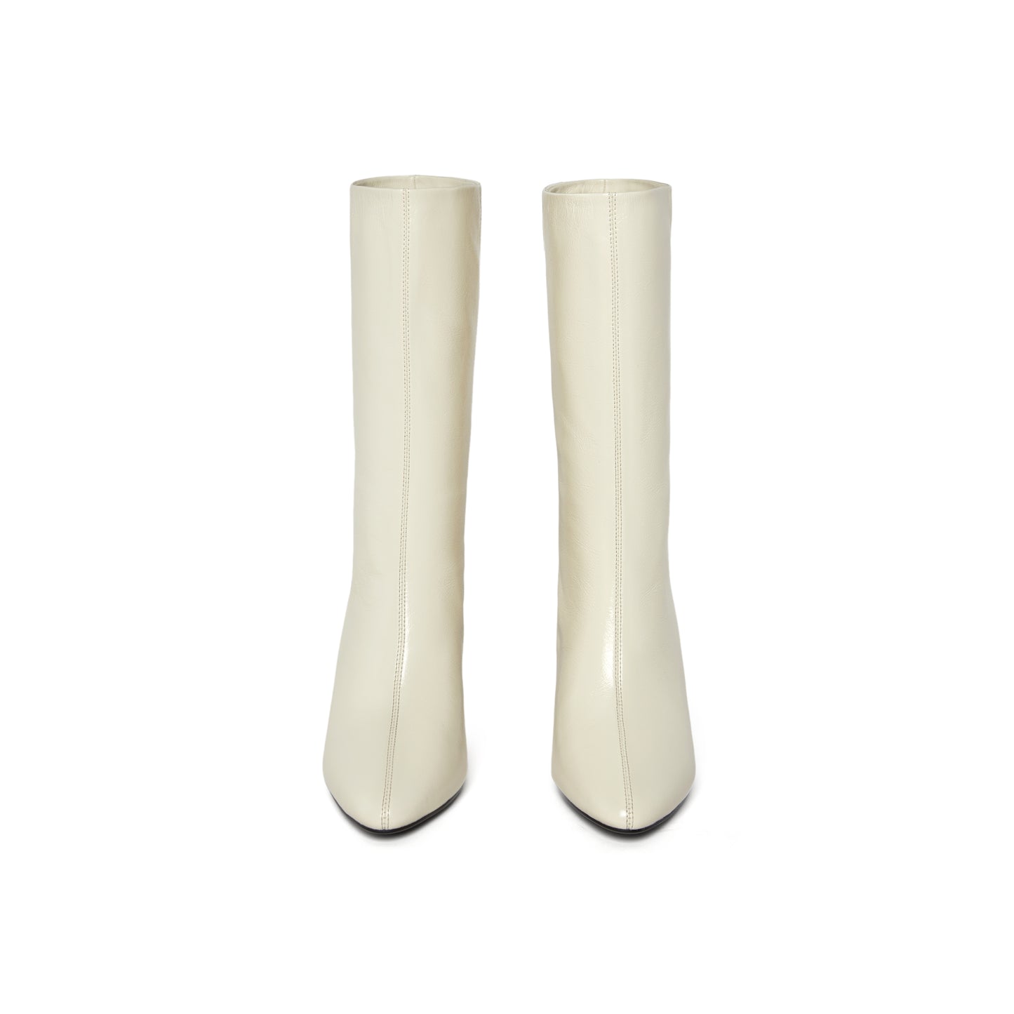 High-heel Oil Wax Leather Mid Boots