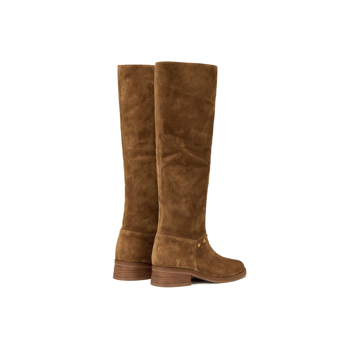 Irregular Stud-Embellished Calf Split Long Boots