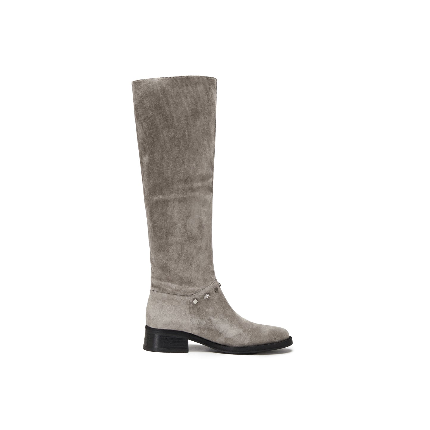 Irregular Stud-Embellished Calf Split Long Boots