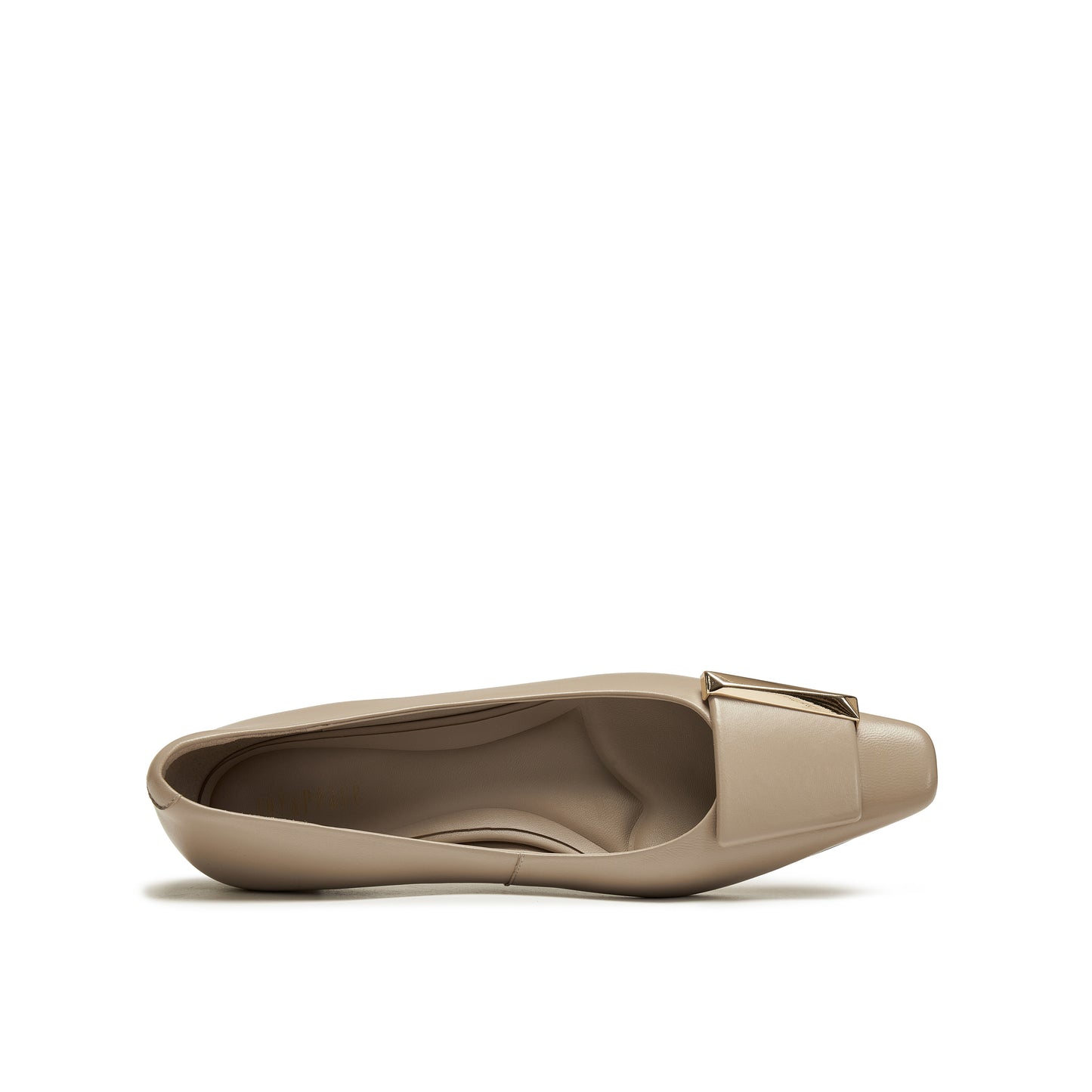 Square-Toe Mid Heel Pumps with Buckle