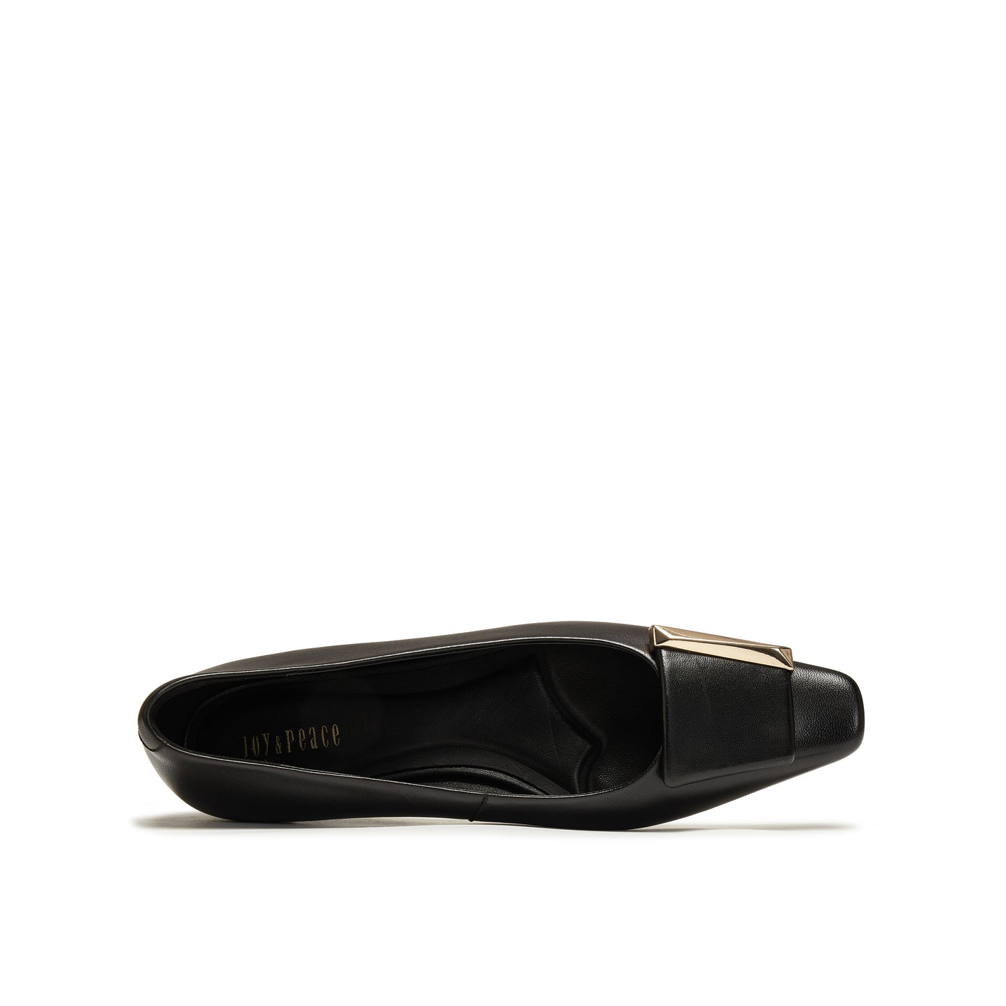 Square-Toe Mid Heel Pumps with Buckle