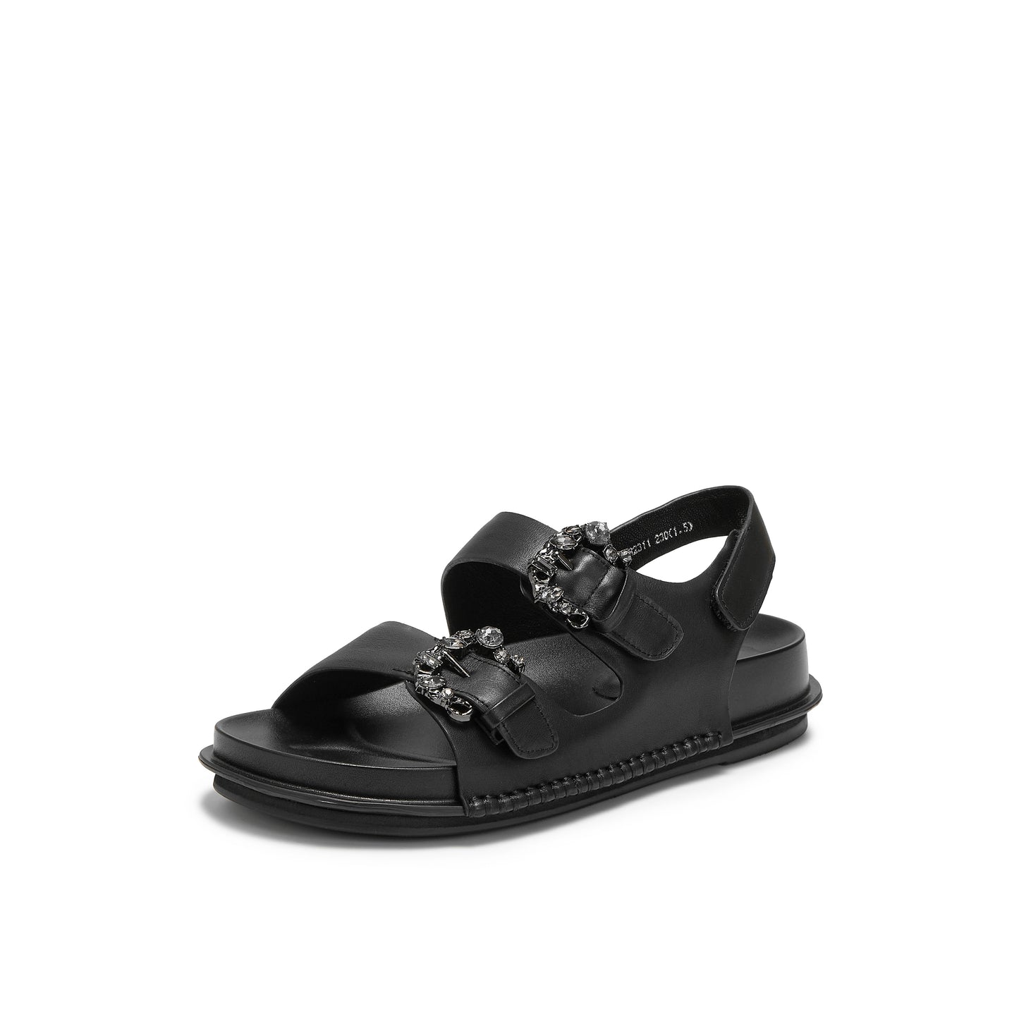 Embellished Buckle Double Strap Sandals