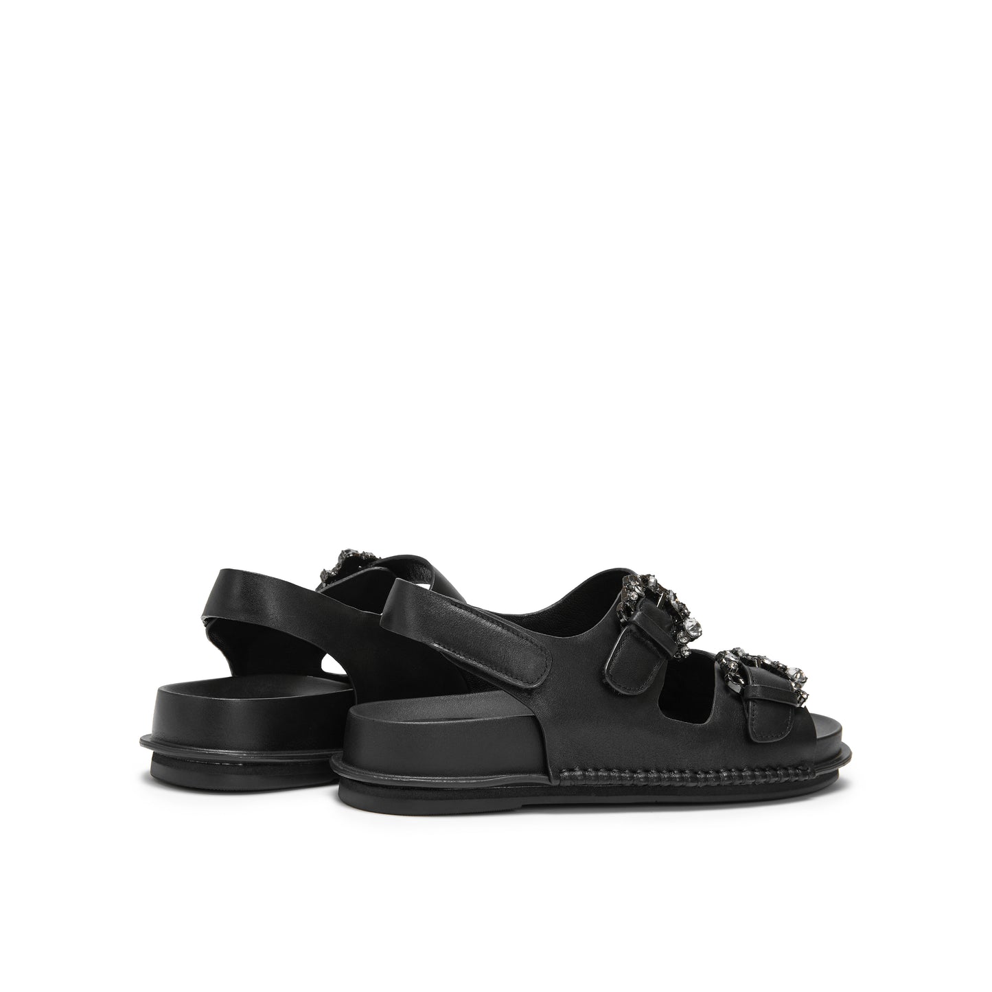 Embellished Buckle Double Strap Sandals
