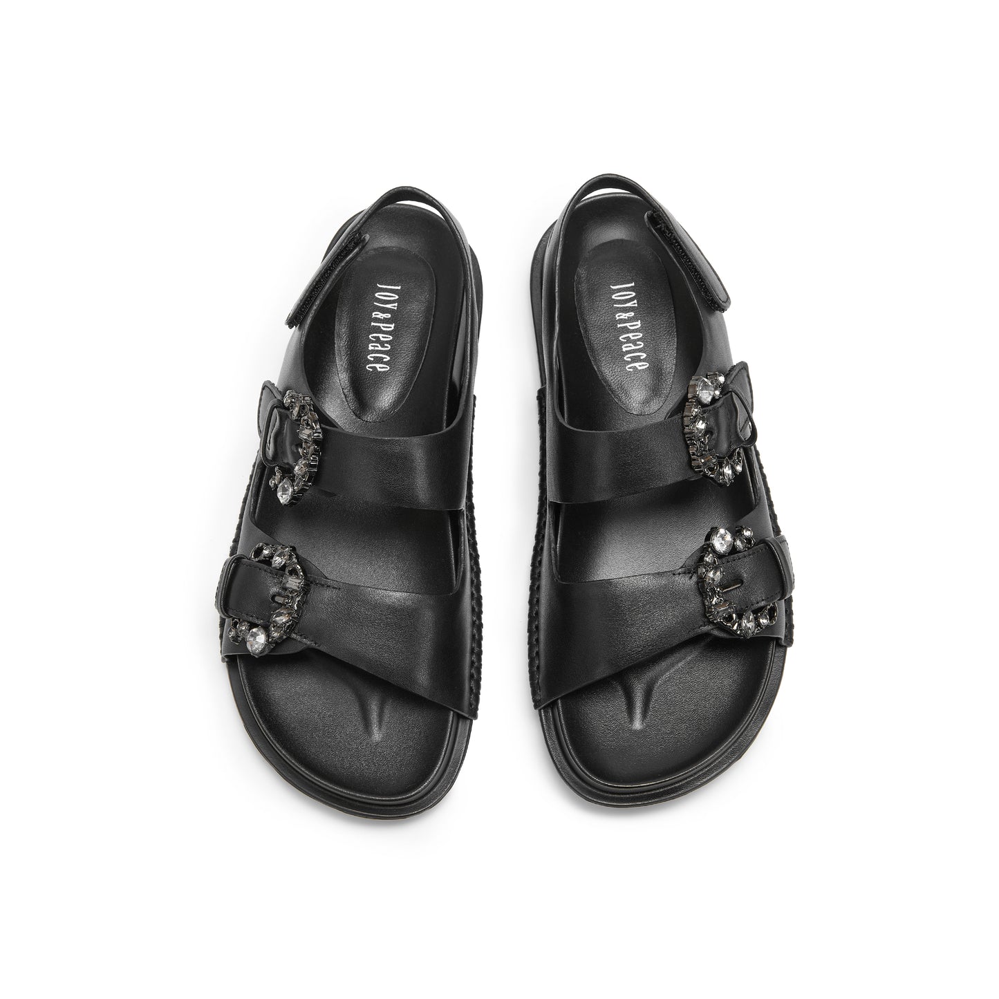 Embellished Buckle Double Strap Sandals