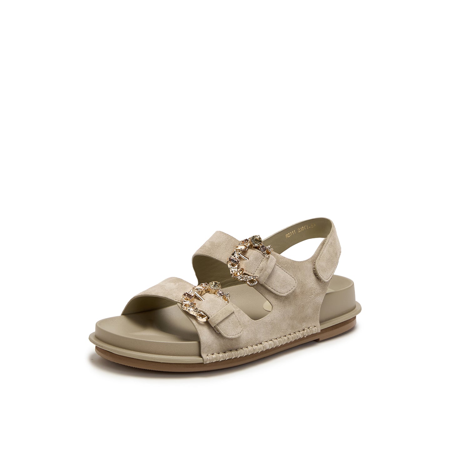Embellished Buckle Double Strap Sandals