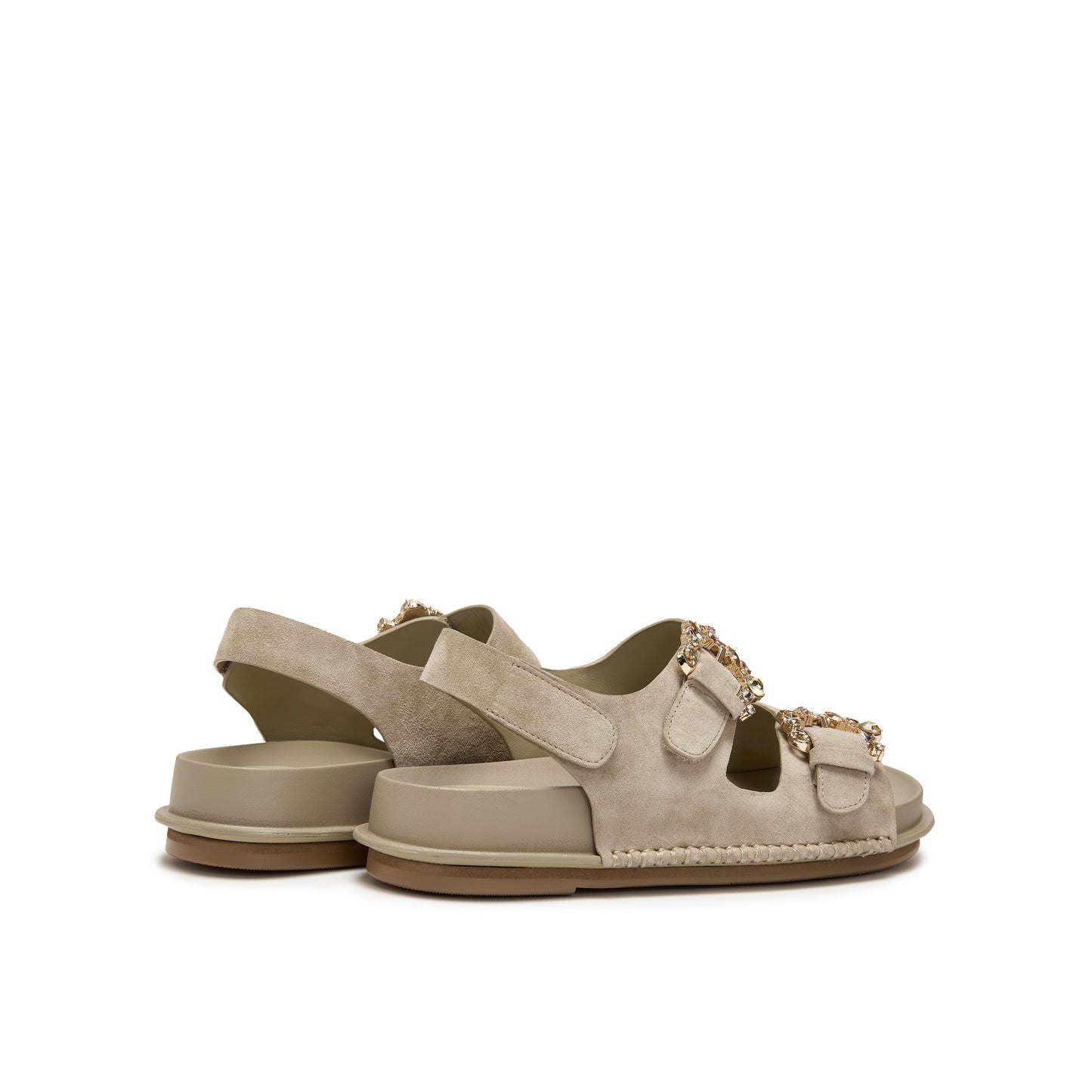 Embellished Buckle Double Strap Sandals