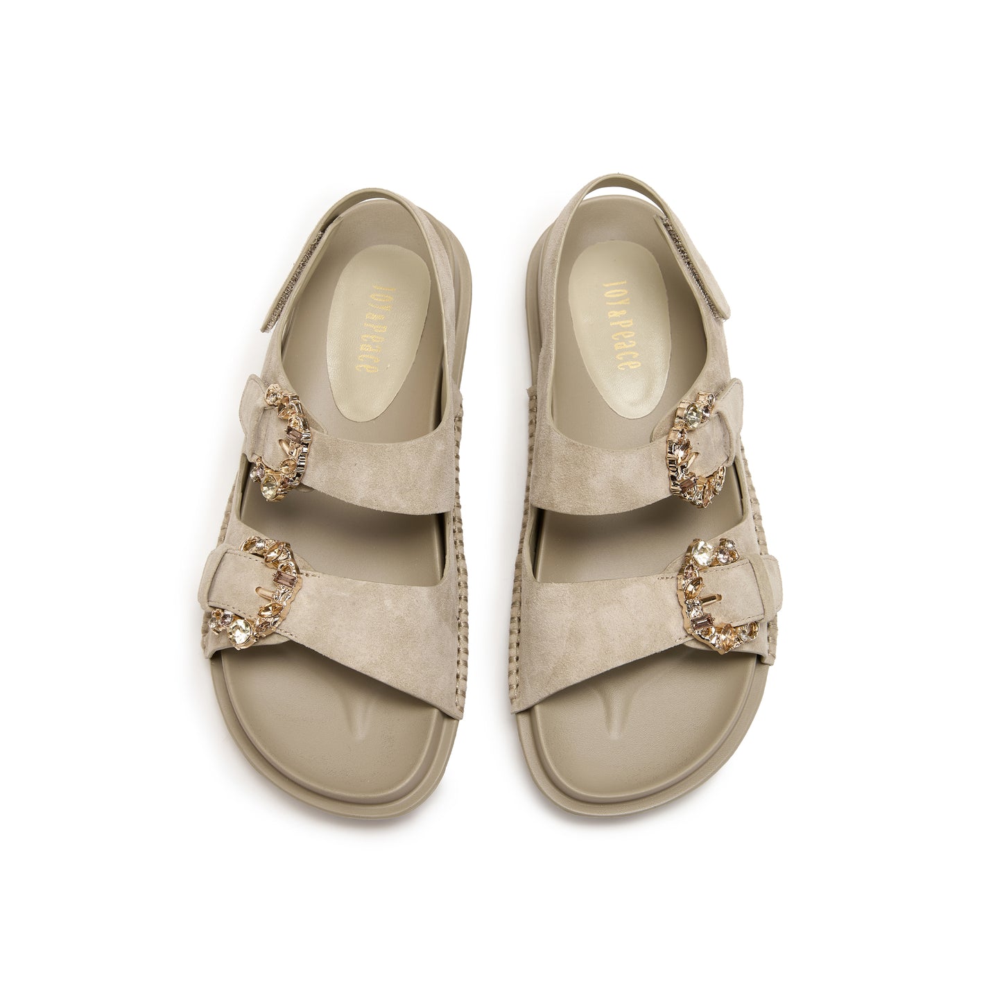 Embellished Buckle Double Strap Sandals