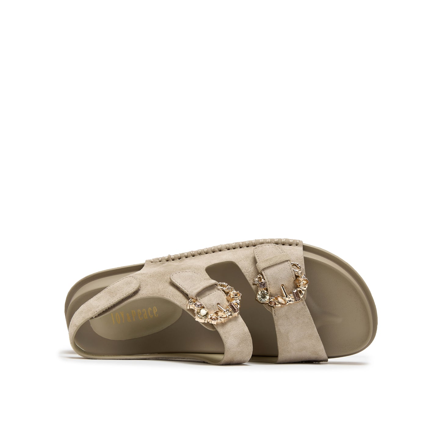 Embellished Buckle Double Strap Sandals