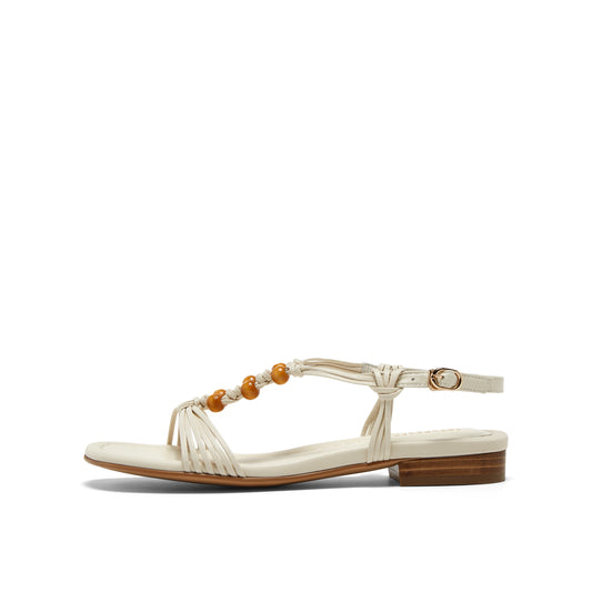 Beaded Woven Strap Sandals