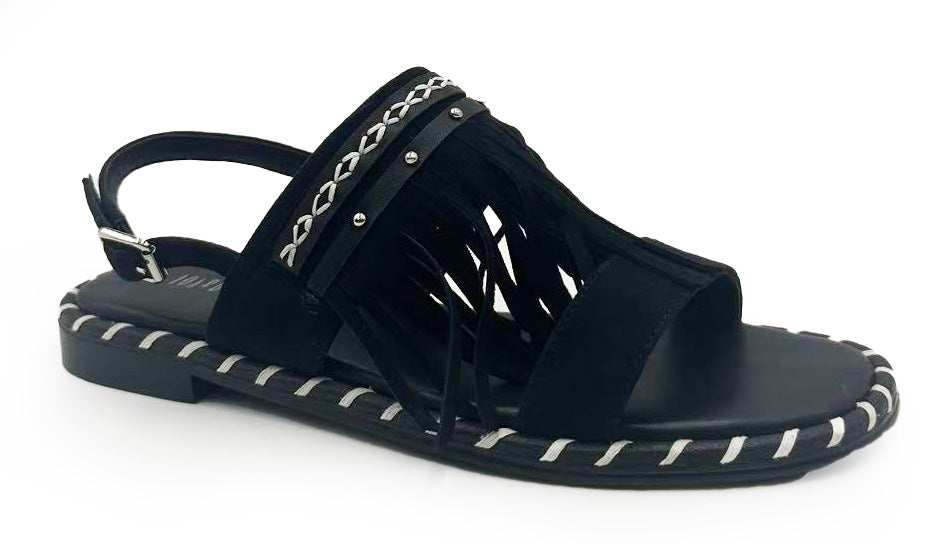 Fringe Sling-back Sandals