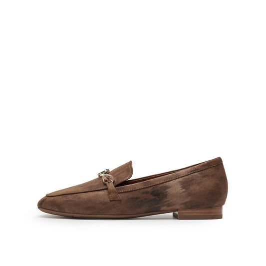 Crystal Embellished Ornament Loafers
