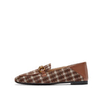 Plaid Patterned Loafers with Chain Details