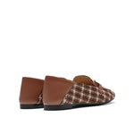 Plaid Patterned Loafers with Chain Details