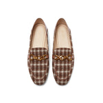 Plaid Patterned Loafers with Chain Details