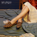 Plaid Patterned Loafers with Chain Details