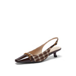 Plaid Patterned Slingback with small studs