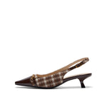 Plaid Patterned Slingback with small studs