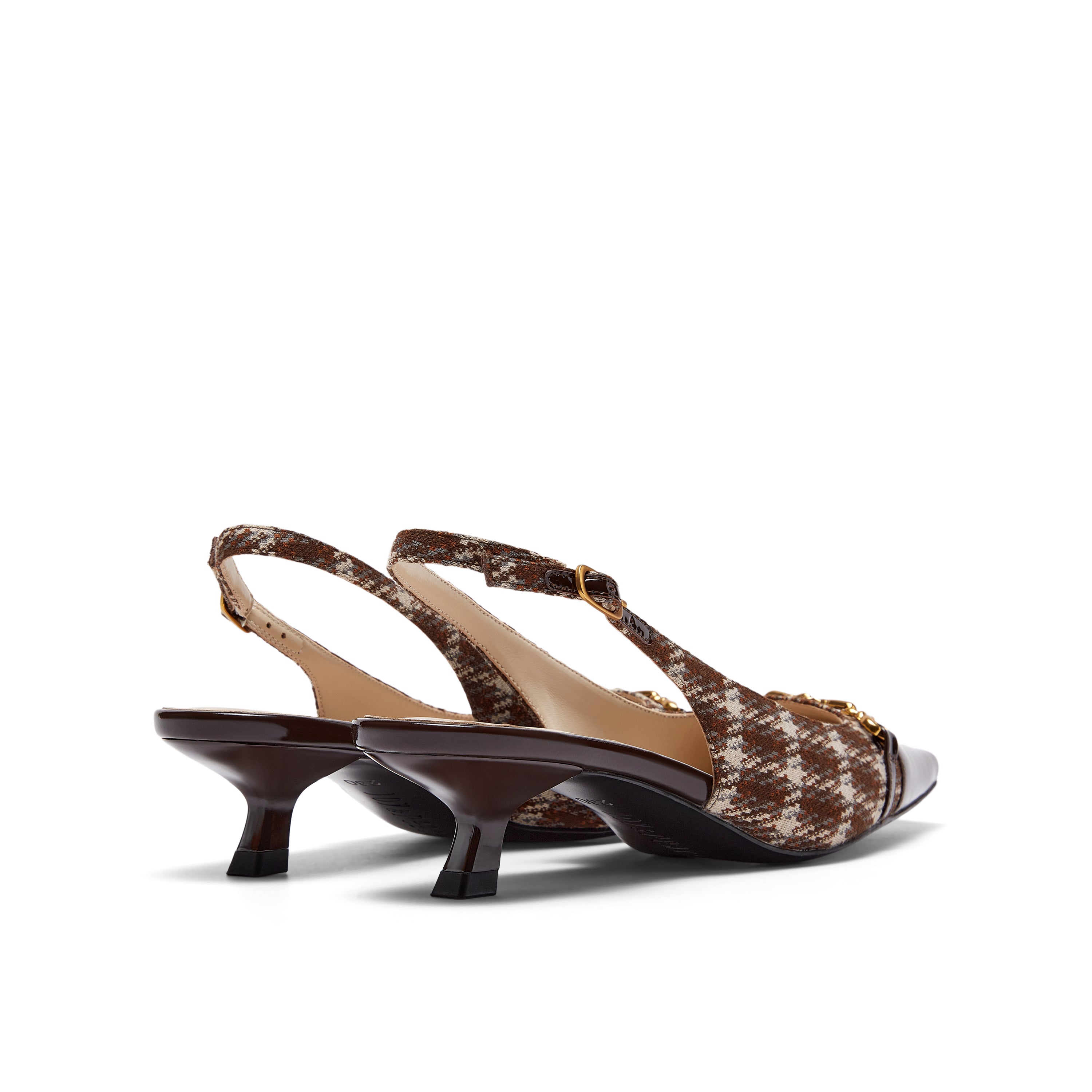 Plaid Patterned Slingback with small studs
