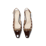 Plaid Patterned Slingback with small studs