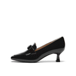 Patent Leather High Vamp Shoes with Ribbon