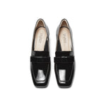 Patent Leather High Vamp Shoes with Ribbon
