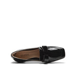 Patent Leather High Vamp Shoes with Ribbon