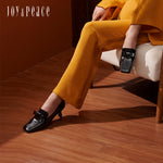 Patent Leather High Vamp Shoes with Ribbon
