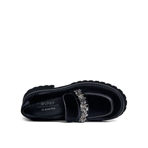 Crystal Strap Velvet Loafers