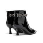 Crystal embellishment high heel ankle boots