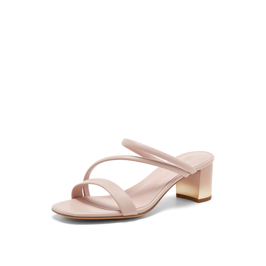Thin Strap Block Heel Slippers