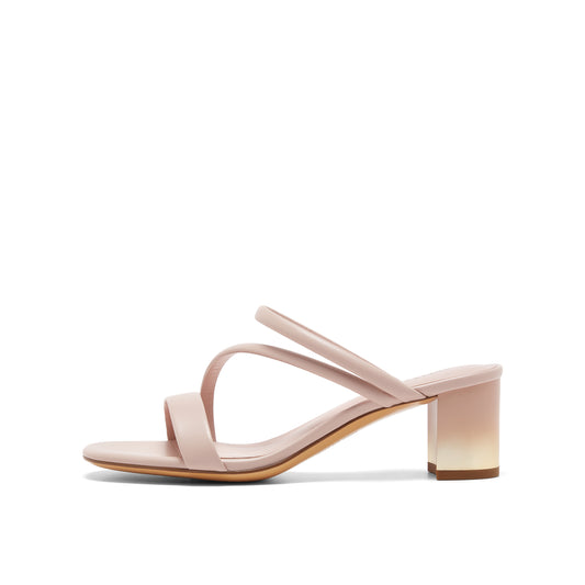 Thin Strap Block Heel Slippers
