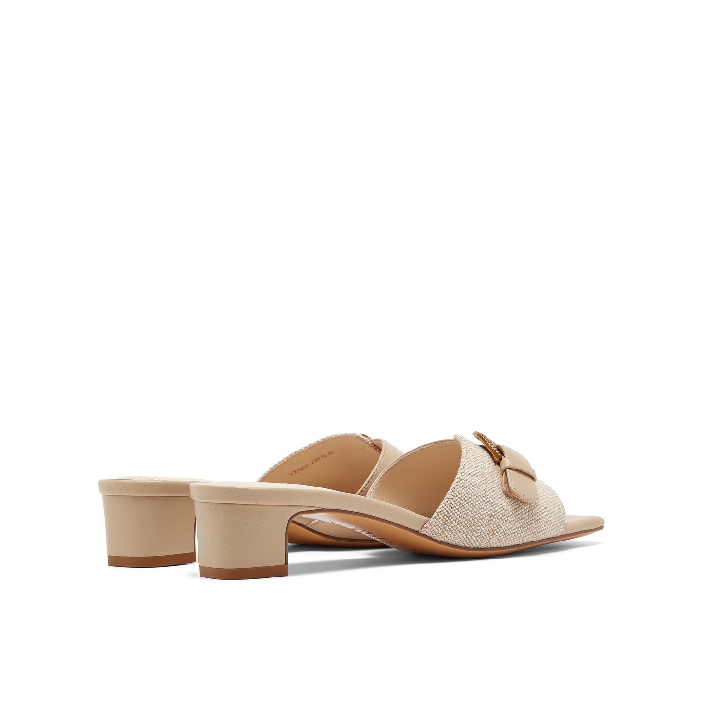 Heart Buckle Block Heel Slippers