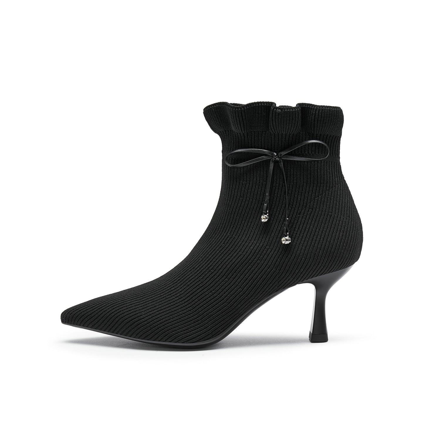 Ruffled Collar Knitted Boots