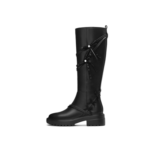 Multiple Ribbons Long Boots