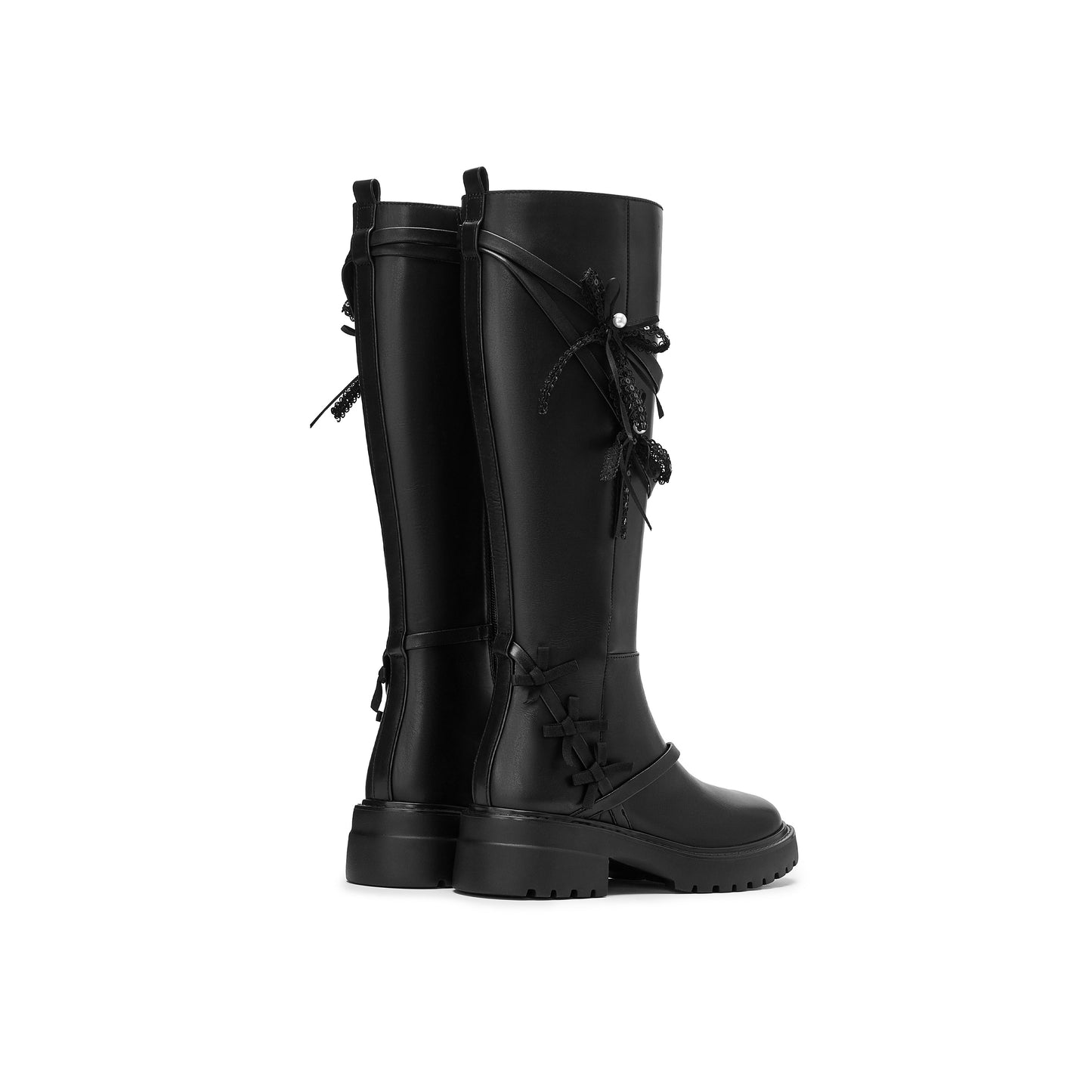 Multiple Ribbons Long Boots