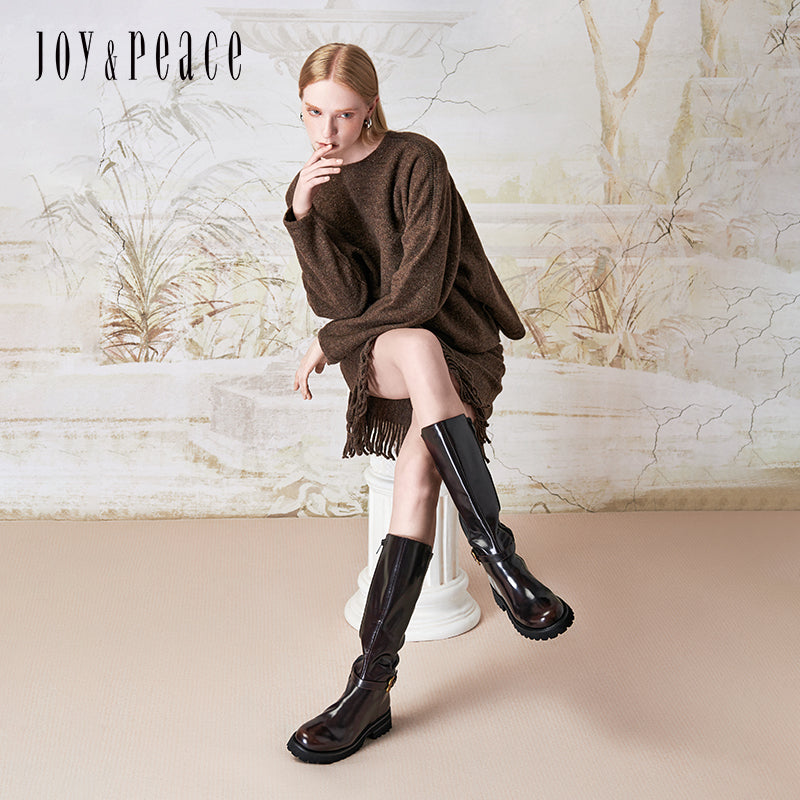 Heart Shaped Buckle Long Boots