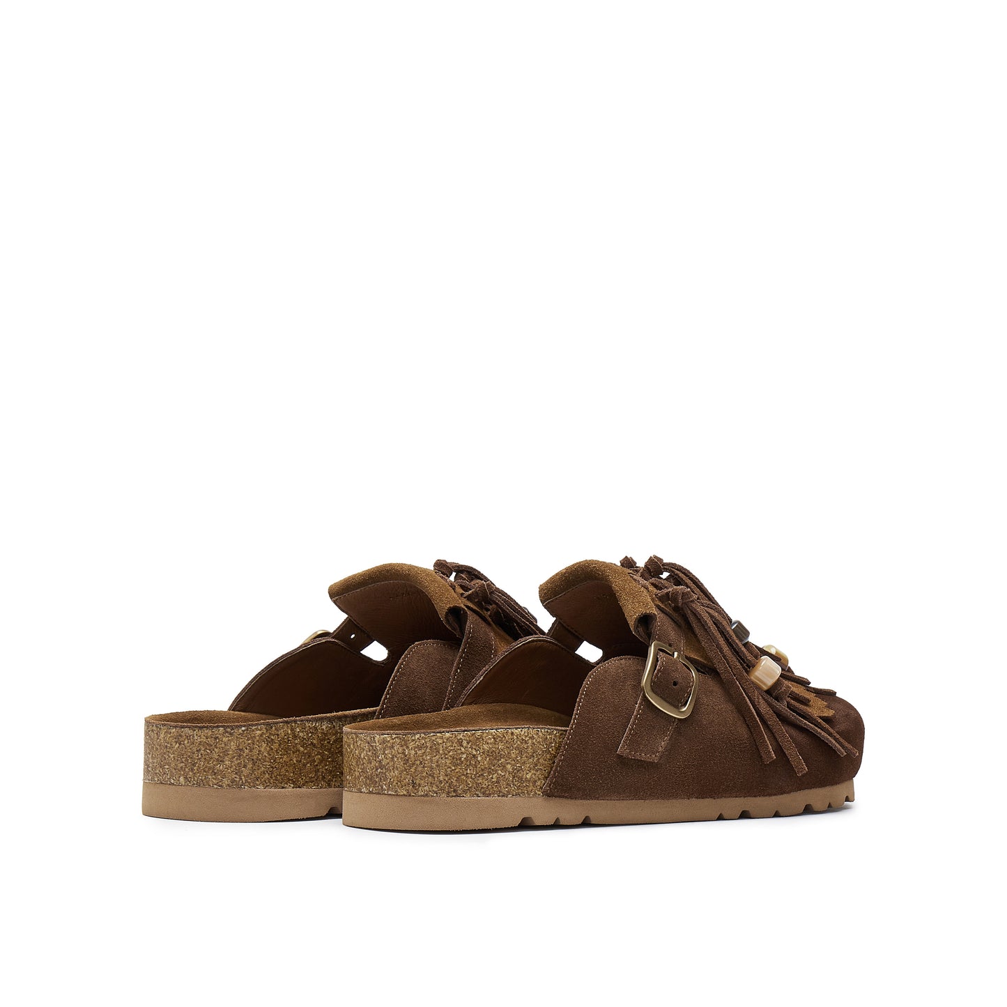Calf Split Mules with Fringes