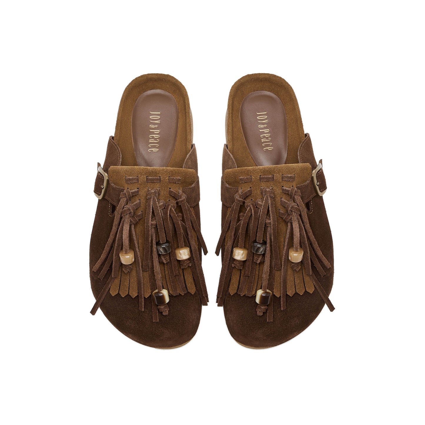 Calf Split Mules with Fringes