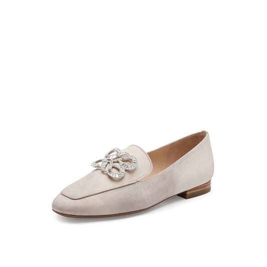 JP Infinity Crystal Embellished Buckle Loafers