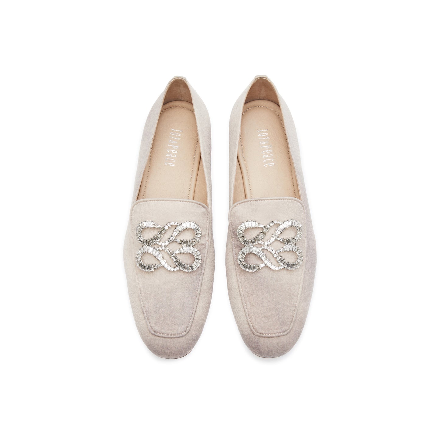 JP Infinity Crystal Embellished Buckle Loafers