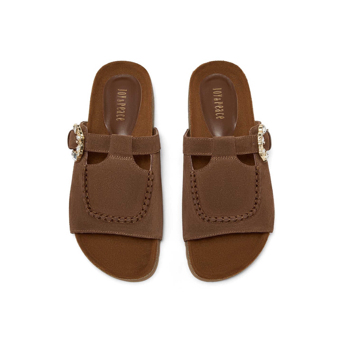 Embellished Buckle Calf Split Slippers