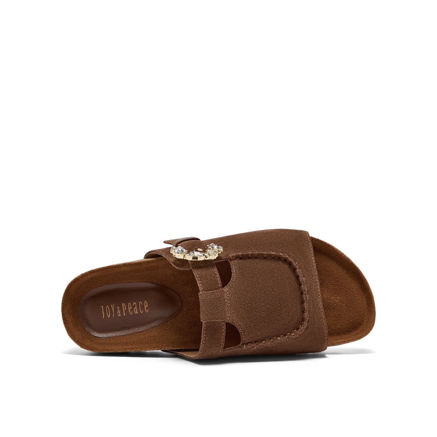 Embellished Buckle Calf Split Slippers