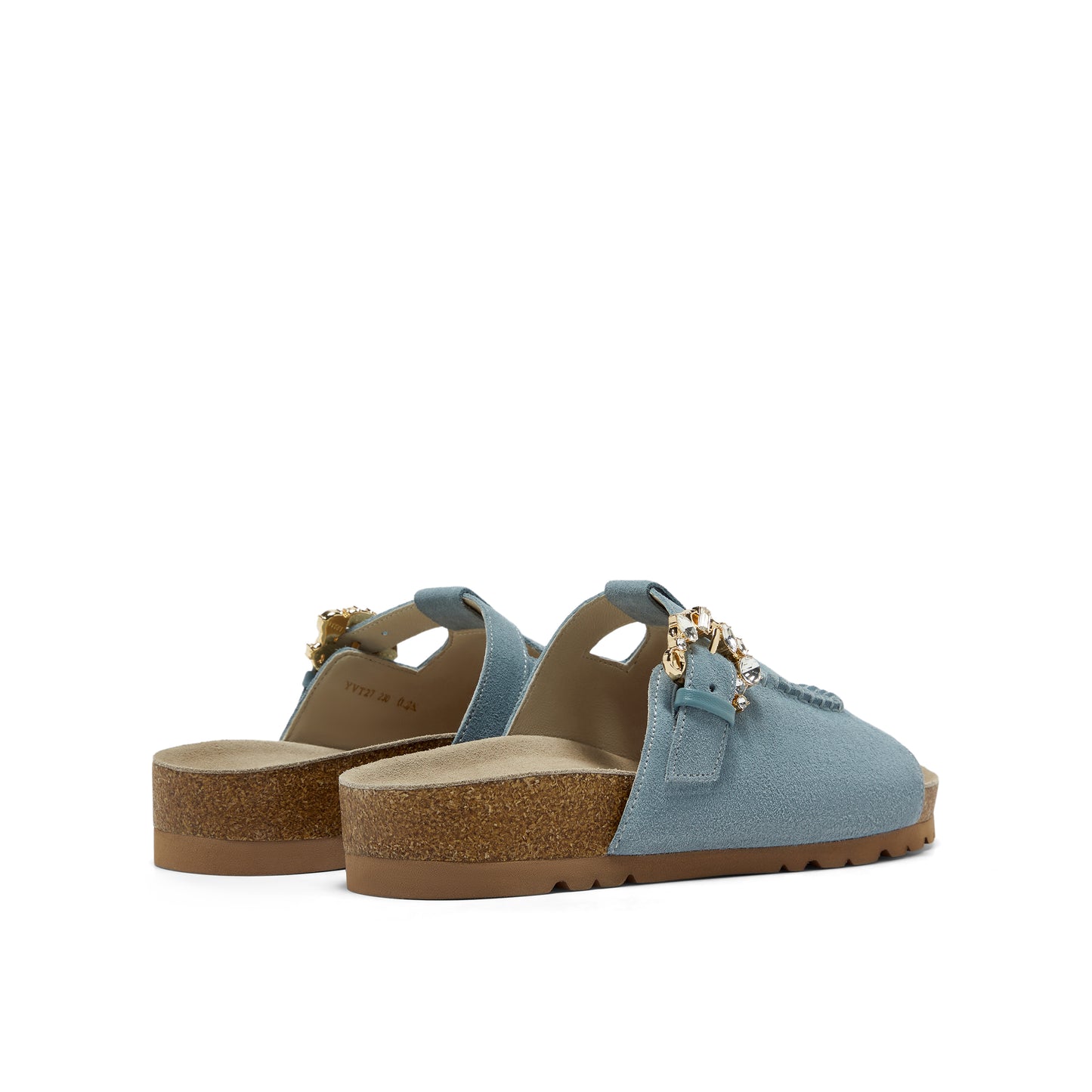 Embellished Buckle Calf Split Slippers