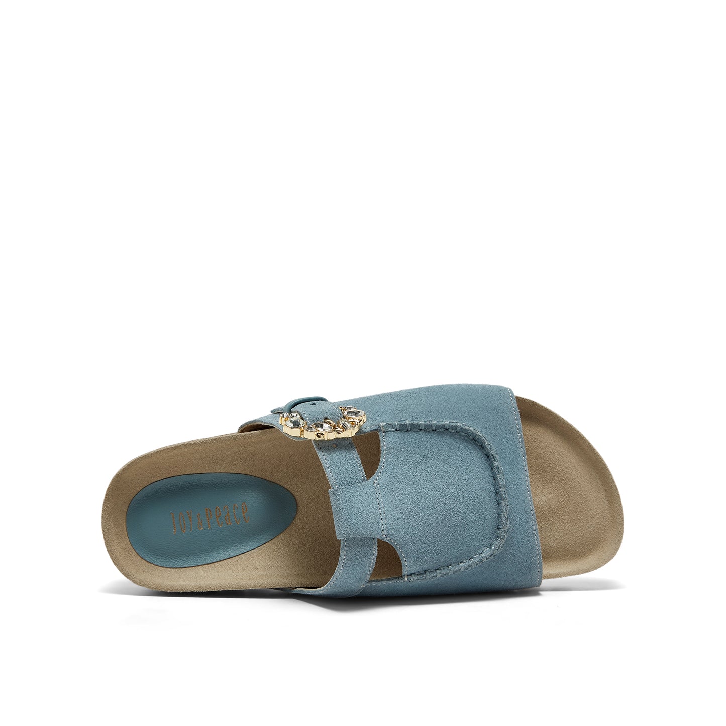 Embellished Buckle Calf Split Slippers
