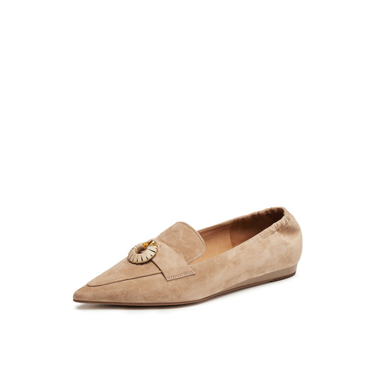 Kid Suede Pointed Toe Loafer