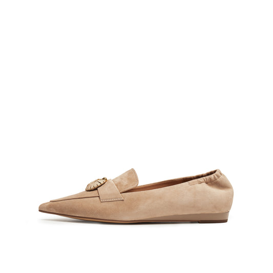 Kid Suede Pointed Toe Loafer